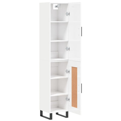 vidaXL Highboard Hochglanz-Weiß 34,5x34x180 cm Holzwerkstoff