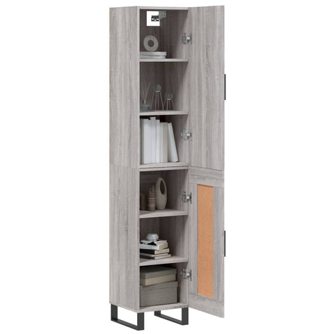 vidaXL Highboard Grau Sonoma 34,5x34x180 cm Holzwerkstoff