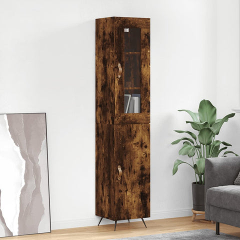 vidaXL Highboard Räuchereiche 34,5x34x180 cm Holzwerkstoff