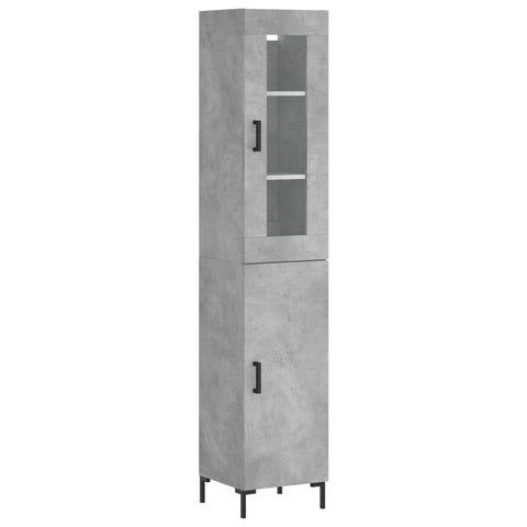 vidaXL Highboard Betongrau 34,5x34x180 cm Holzwerkstoff