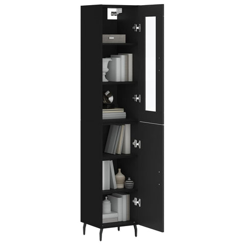 vidaXL Highboard Schwarz 34,5x34x180 cm Holzwerkstoff