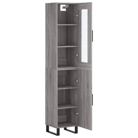 vidaXL Highboard Grau Sonoma 34,5x34x180 cm Holzwerkstoff