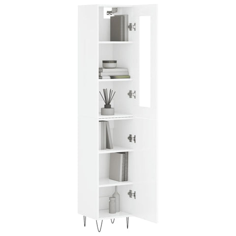 vidaXL Highboard Hochglanz-Weiß 34,5x34x180 cm Holzwerkstoff