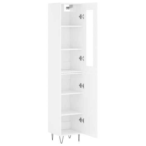 vidaXL Highboard Hochglanz-Weiß 34,5x34x180 cm Holzwerkstoff