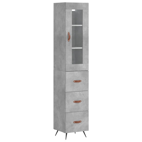 vidaXL Highboard Betongrau 34,5x34x180 cm Holzwerkstoff