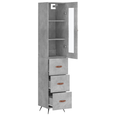 vidaXL Highboard Betongrau 34,5x34x180 cm Holzwerkstoff