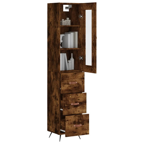 vidaXL Highboard Räuchereiche 34,5x34x180 cm Holzwerkstoff