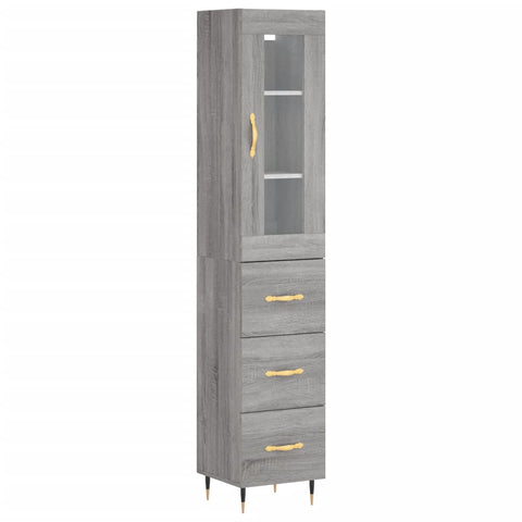 vidaXL Highboard Grau Sonoma 34,5x34x180 cm Holzwerkstoff