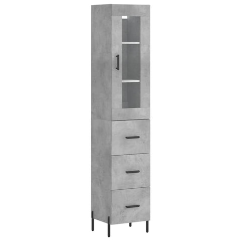 vidaXL Highboard Betongrau 34,5x34x180 cm Holzwerkstoff