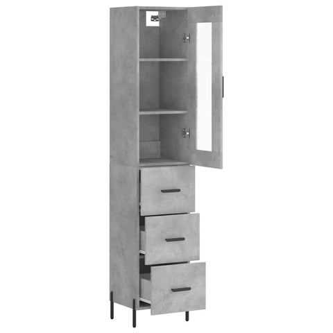 vidaXL Highboard Betongrau 34,5x34x180 cm Holzwerkstoff