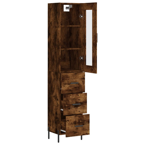 vidaXL Highboard Räuchereiche 34,5x34x180 cm Holzwerkstoff