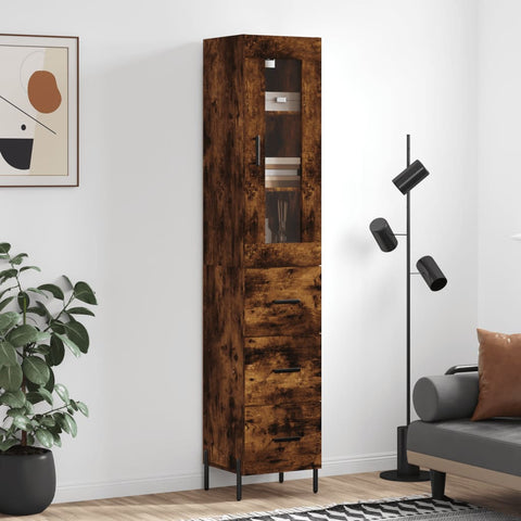 vidaXL Highboard Räuchereiche 34,5x34x180 cm Holzwerkstoff