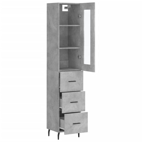 Highboard Betongrau 34,5x34x180 cm Holzwerkstoff