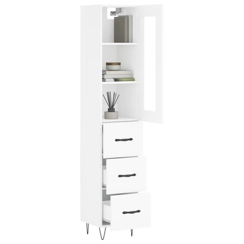 vidaXL Highboard Hochglanz-Weiß 34,5x34x180 cm Holzwerkstoff