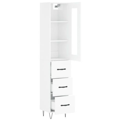 vidaXL Highboard Hochglanz-Weiß 34,5x34x180 cm Holzwerkstoff