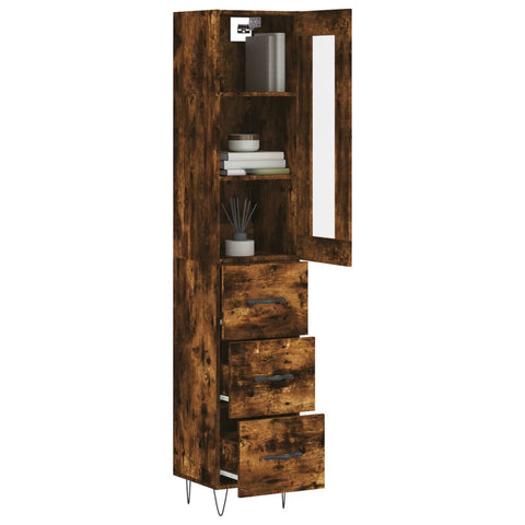 vidaXL Highboard Räuchereiche 34,5x34x180 cm Holzwerkstoff