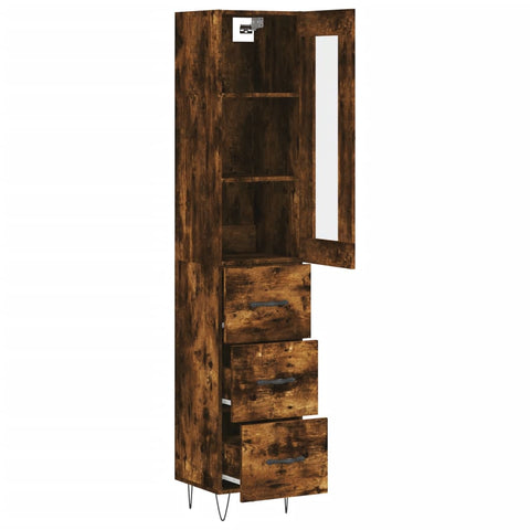 vidaXL Highboard Räuchereiche 34,5x34x180 cm Holzwerkstoff