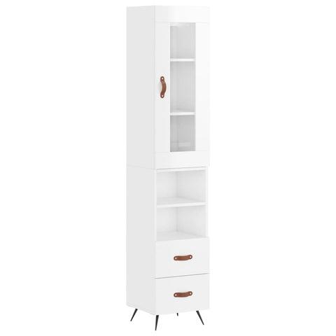 vidaXL Highboard Hochglanz-Weiß 34,5x34x180 cm Holzwerkstoff