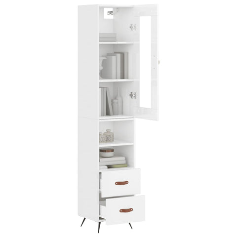 vidaXL Highboard Hochglanz-Weiß 34,5x34x180 cm Holzwerkstoff