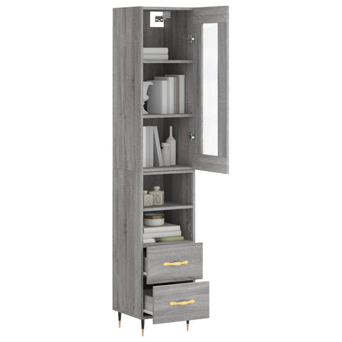 vidaXL Highboard Grau Sonoma 34,5x34x180 cm Holzwerkstoff