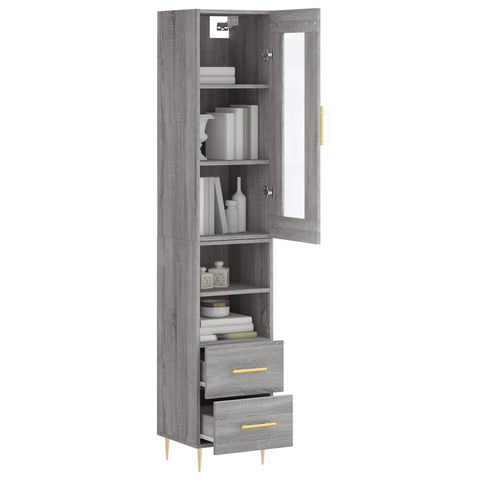 vidaXL Highboard Grau Sonoma 34,5x34x180 cm Holzwerkstoff