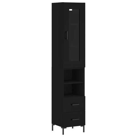 Highboard Schwarz 34,5x34x180 cm Holzwerkstoff