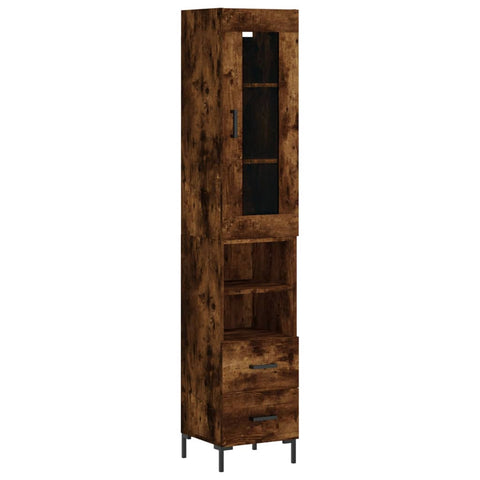 vidaXL Highboard Räuchereiche 34,5x34x180 cm Holzwerkstoff