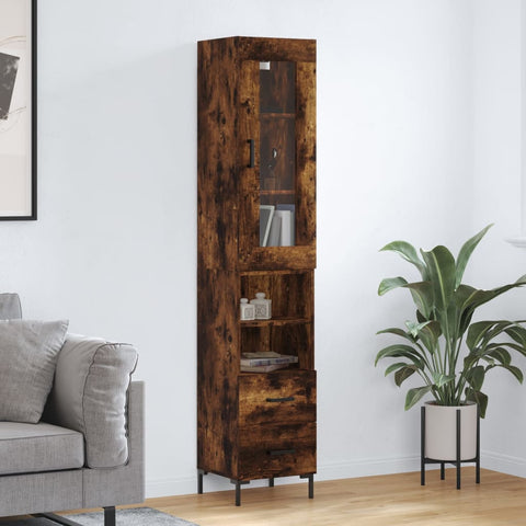 vidaXL Highboard Räuchereiche 34,5x34x180 cm Holzwerkstoff