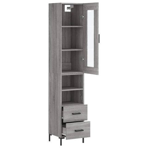 vidaXL Highboard Grau Sonoma 34,5x34x180 cm Holzwerkstoff