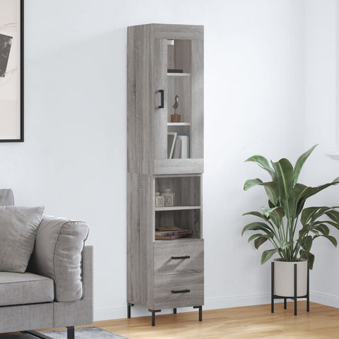 vidaXL Highboard Grau Sonoma 34,5x34x180 cm Holzwerkstoff