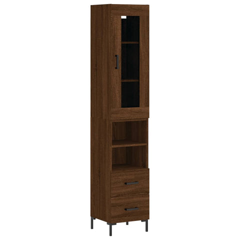 vidaXL Highboard Braun Eichen-Optik 34,5x34x180 cm Holzwerkstoff