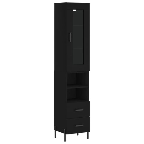 vidaXL Highboard Schwarz 34,5x34x180 cm Holzwerkstoff