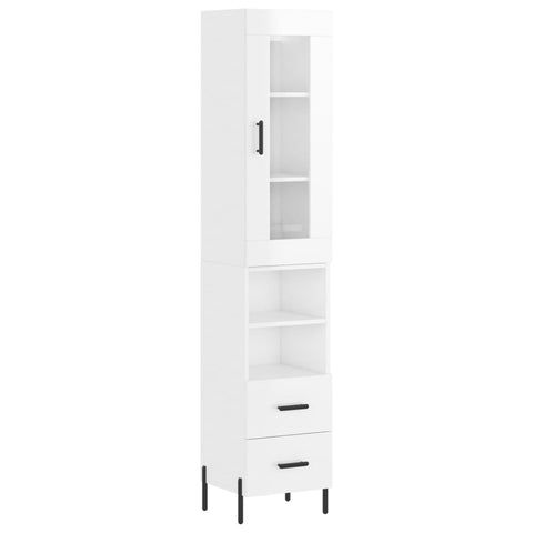 vidaXL Highboard Hochglanz-Weiß 34,5x34x180 cm Holzwerkstoff