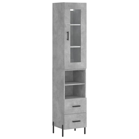 vidaXL Highboard Betongrau 34,5x34x180 cm Holzwerkstoff