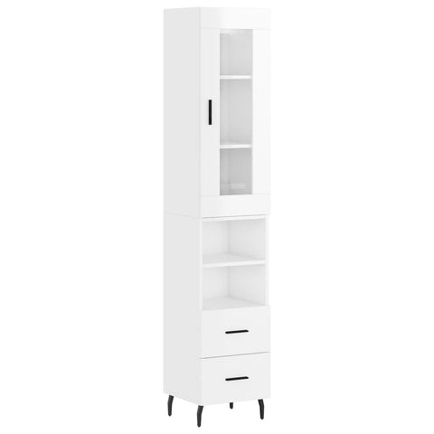 vidaXL Highboard Hochglanz-Weiß 34,5x34x180 cm Holzwerkstoff