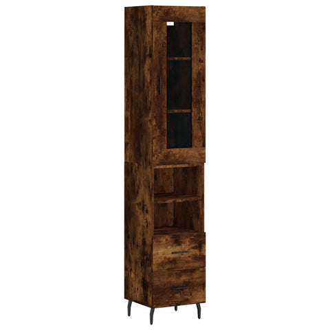 vidaXL Highboard Räuchereiche 34,5x34x180 cm Holzwerkstoff