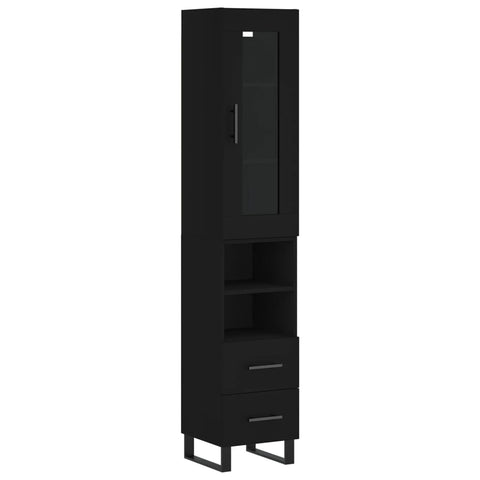 Highboard Schwarz 34,5x34x180 cm Holzwerkstoff