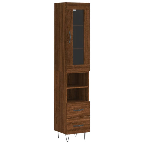 vidaXL Highboard Braun Eichen-Optik 34,5x34x180 cm Holzwerkstoff