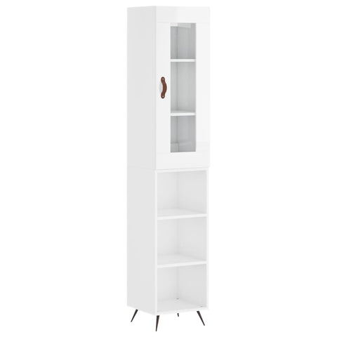 vidaXL Highboard Hochglanz-Weiß 34,5x34x180 cm Holzwerkstoff