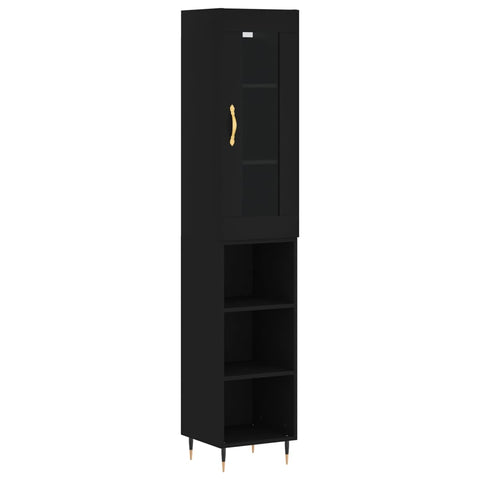 vidaXL Highboard Schwarz 34,5x34x180 cm Holzwerkstoff