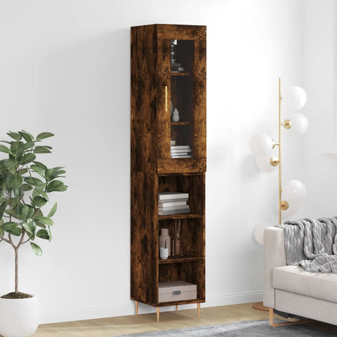 vidaXL Highboard Räuchereiche 34,5x34x180 cm Holzwerkstoff