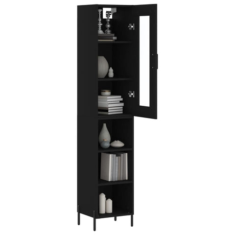 vidaXL Highboard Schwarz 34,5x34x180 cm Holzwerkstoff