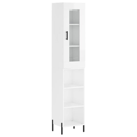 vidaXL Highboard Hochglanz-Weiß 34,5x34x180 cm Holzwerkstoff