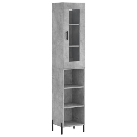 vidaXL Highboard Betongrau 34,5x34x180 cm Holzwerkstoff