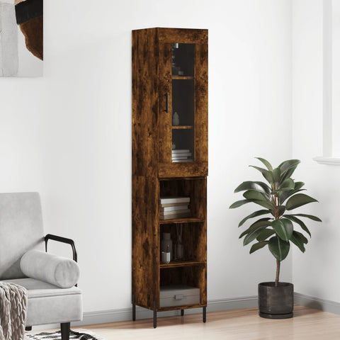 vidaXL Highboard Räuchereiche 34,5x34x180 cm Holzwerkstoff