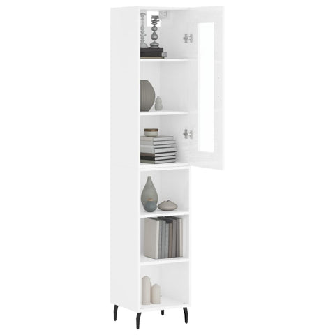 vidaXL Highboard Hochglanz-Weiß 34,5x34x180 cm Holzwerkstoff