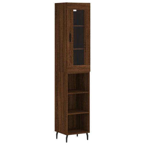 vidaXL Highboard Braun Eichen-Optik 34,5x34x180 cm Holzwerkstoff