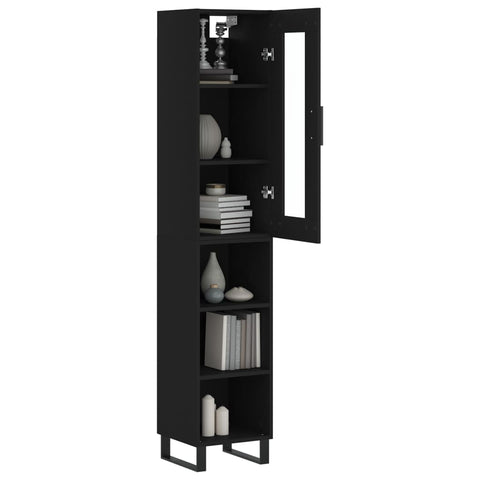 vidaXL Highboard Schwarz 34,5x34x180 cm Holzwerkstoff