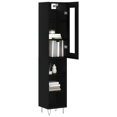 vidaXL Highboard Schwarz 34,5x34x180 cm Holzwerkstoff