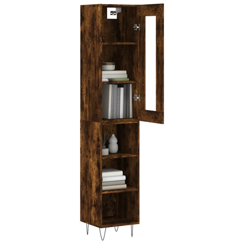 vidaXL Highboard Räuchereiche 34,5x34x180 cm Holzwerkstoff